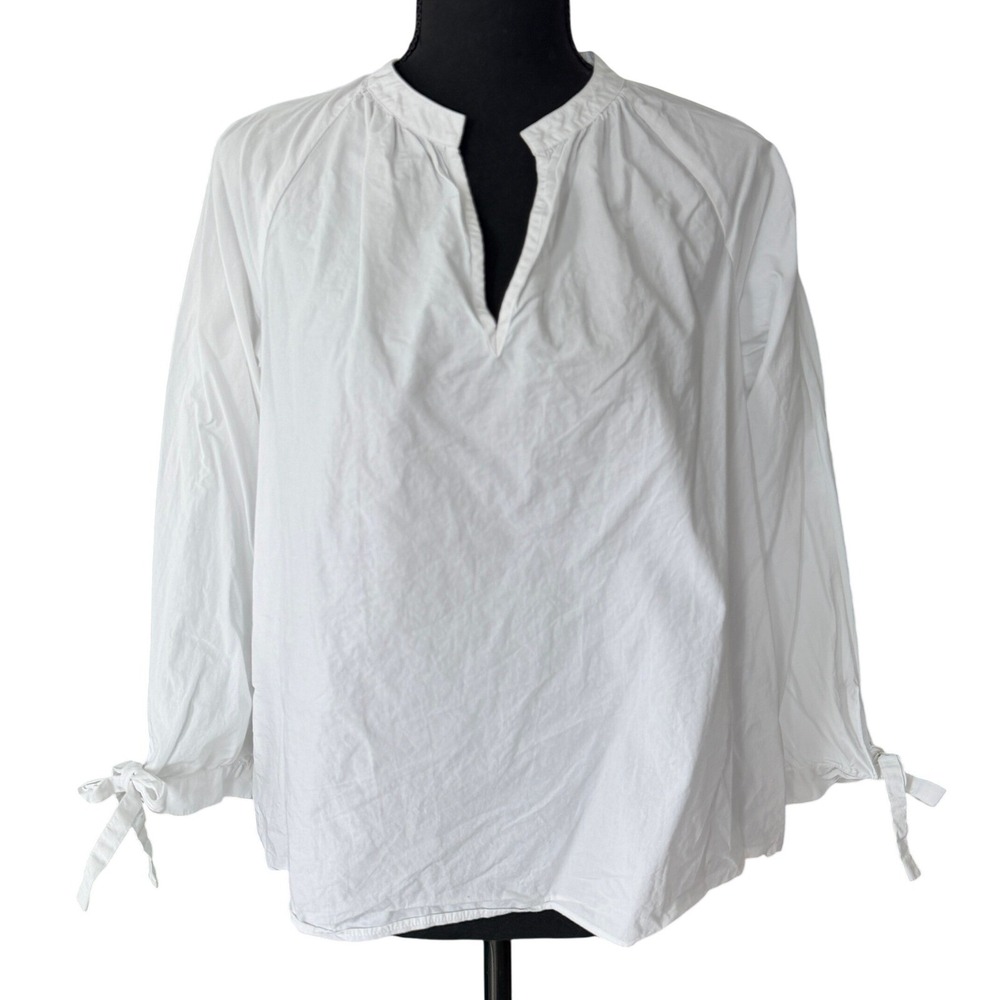 Madewell White Peasant Tie-Sleeve Blouse